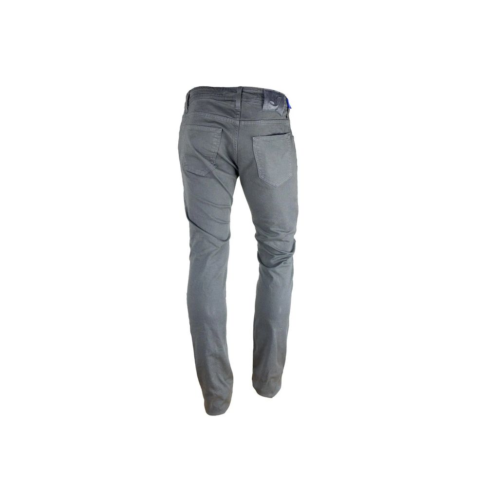 Gray Cotton Slim Fit Jeans