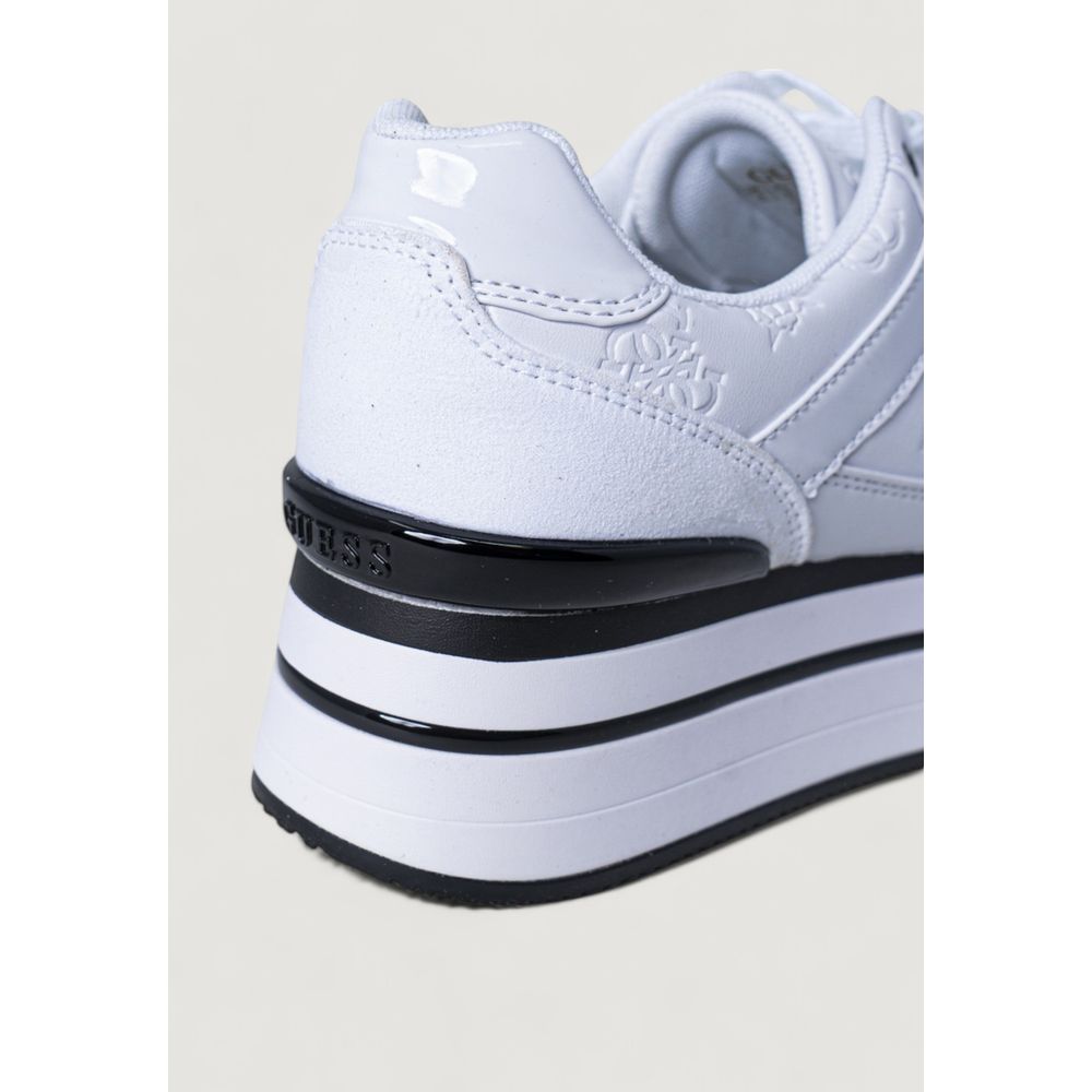 White Polyester Platform Sneakers