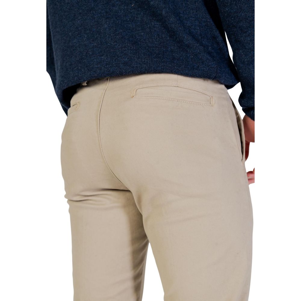 Beige Cotton Skinny Pants