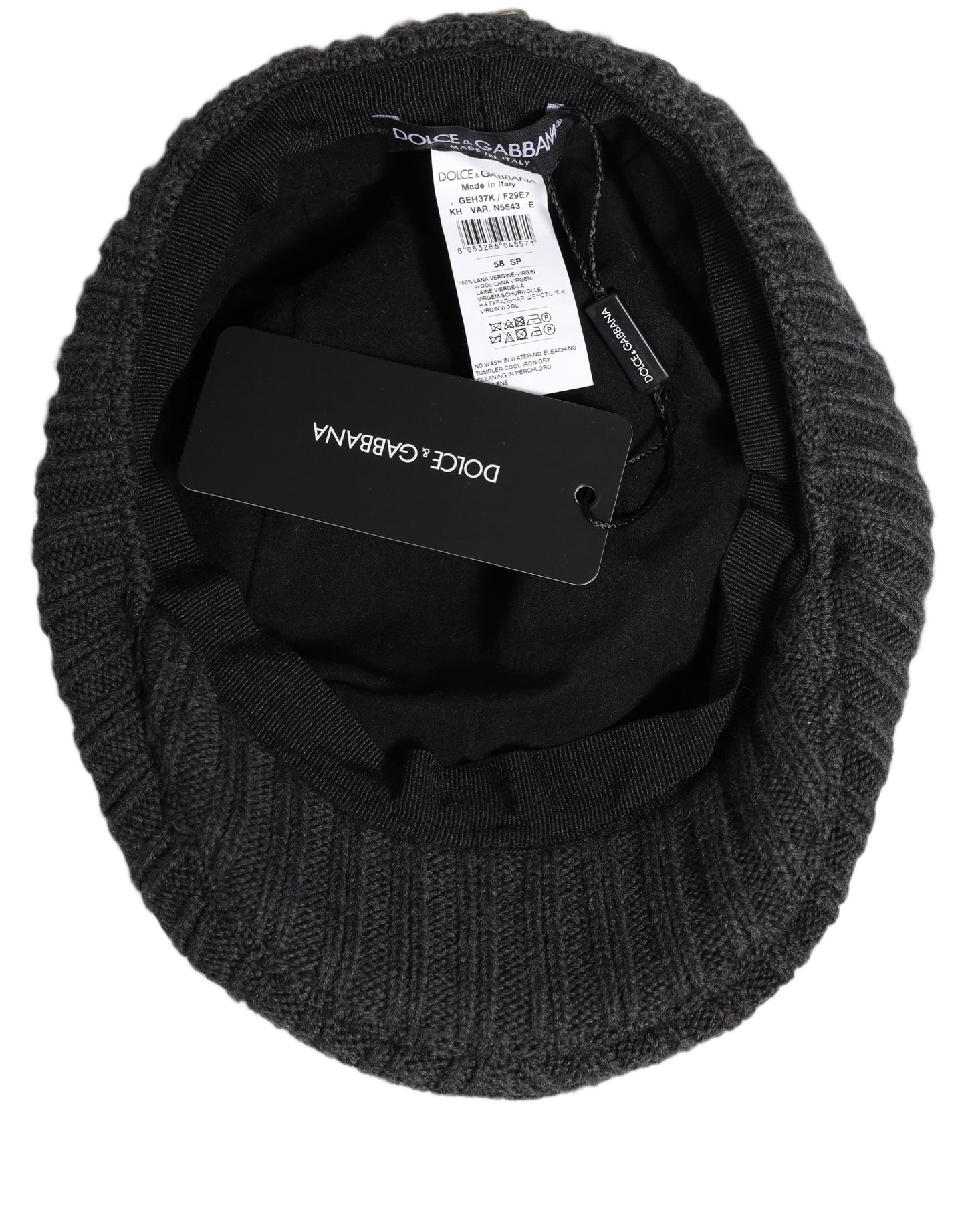 Men Dark Gray Wool Knitted Newsboy Capello Hat