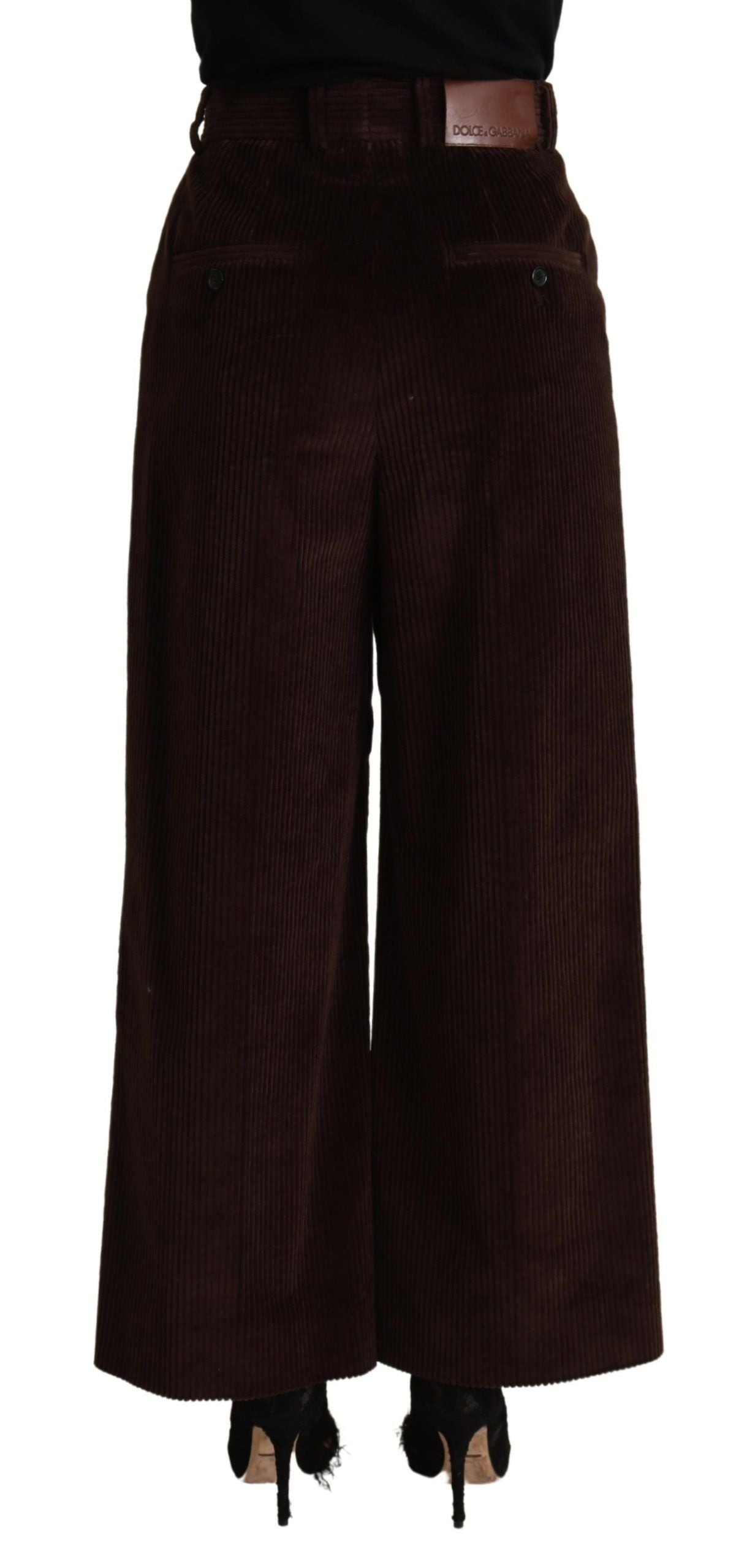 Black Cotton High Waist Trouser Wide Leg Pants