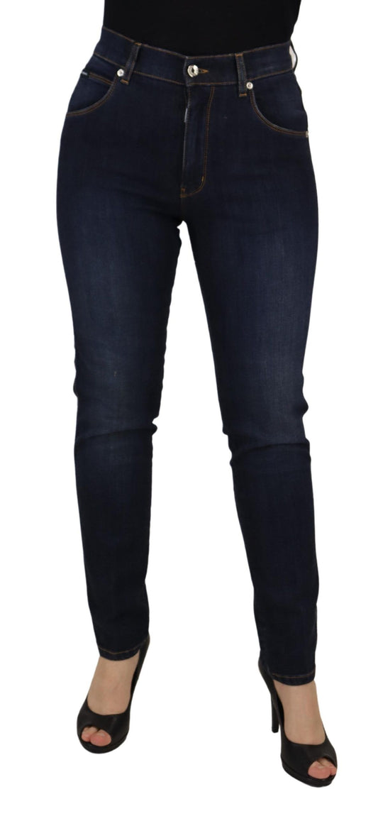 Blue Cotton High Waist Skinny Denim Jeans