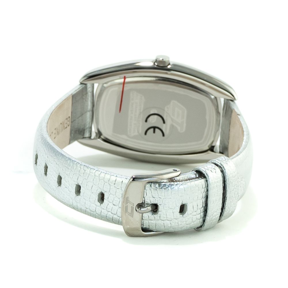 Silver Leather Dress Watch