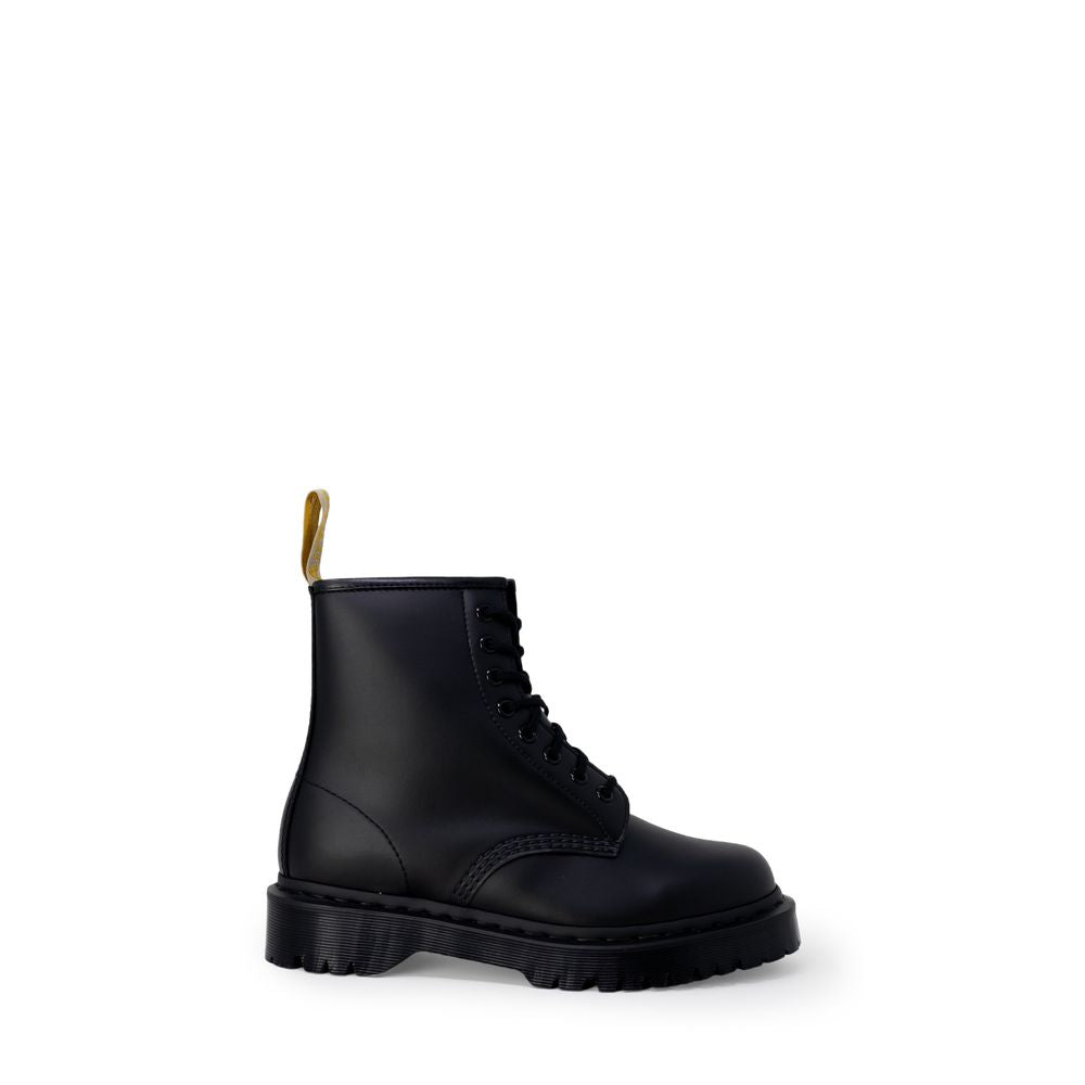 Black Polyester Lace-Up Boots
