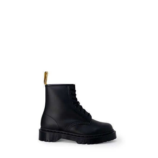 Black Polyester Lace-Up Boots