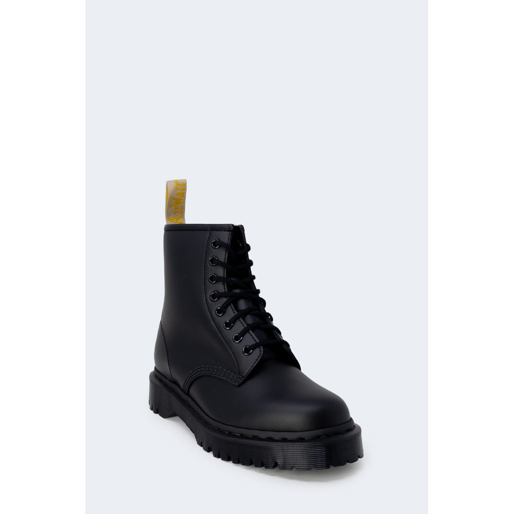 Black Polyester Lace-Up Boots