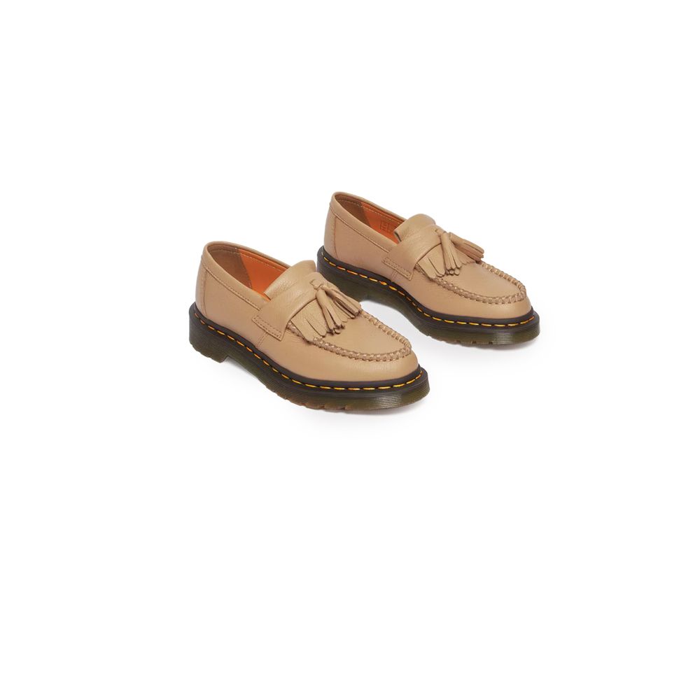 Beige Leather Platform Pumps