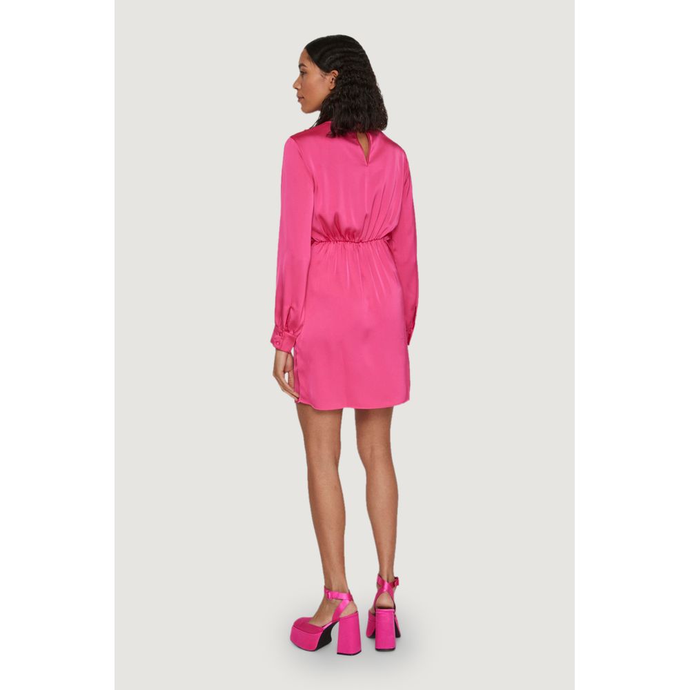 Pink Polyester Short Dress