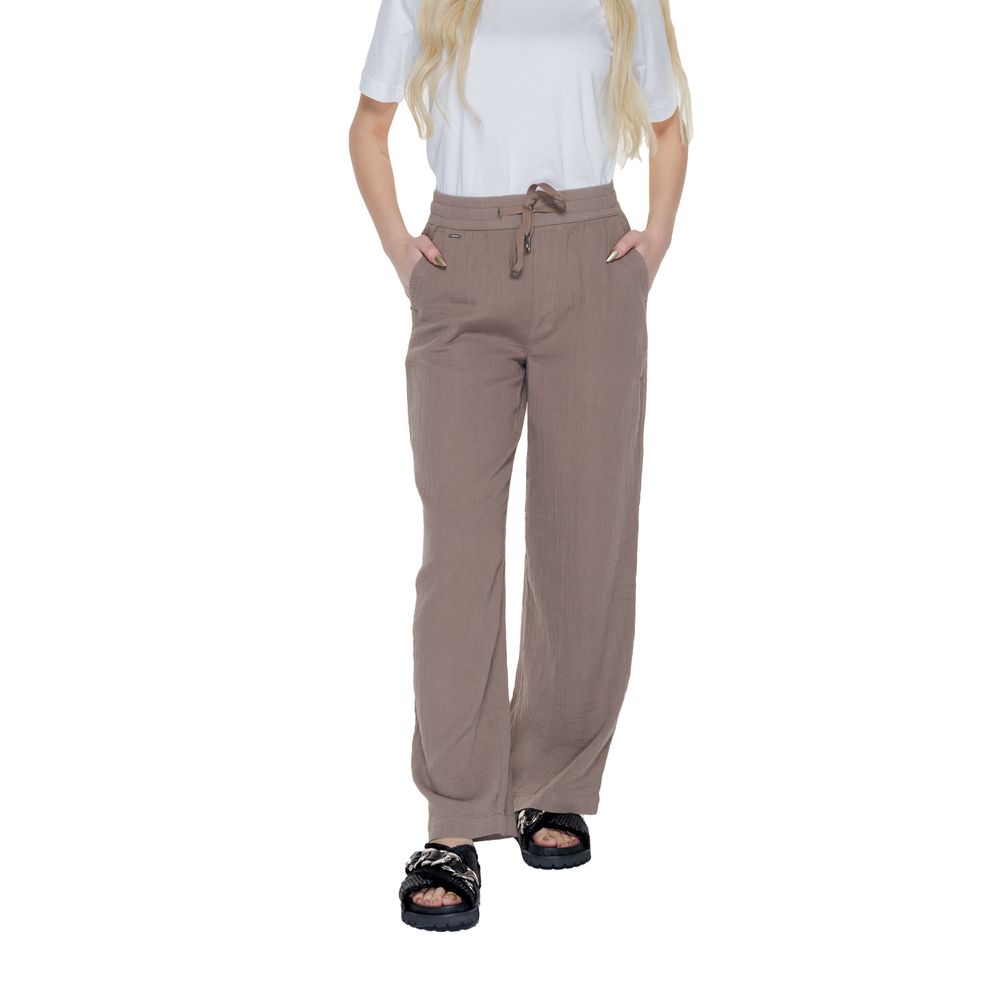 Brown Cotton Casual Pants