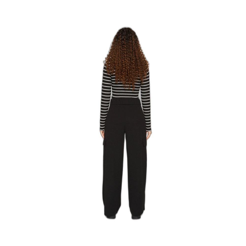 Black Polyester Casual Pants