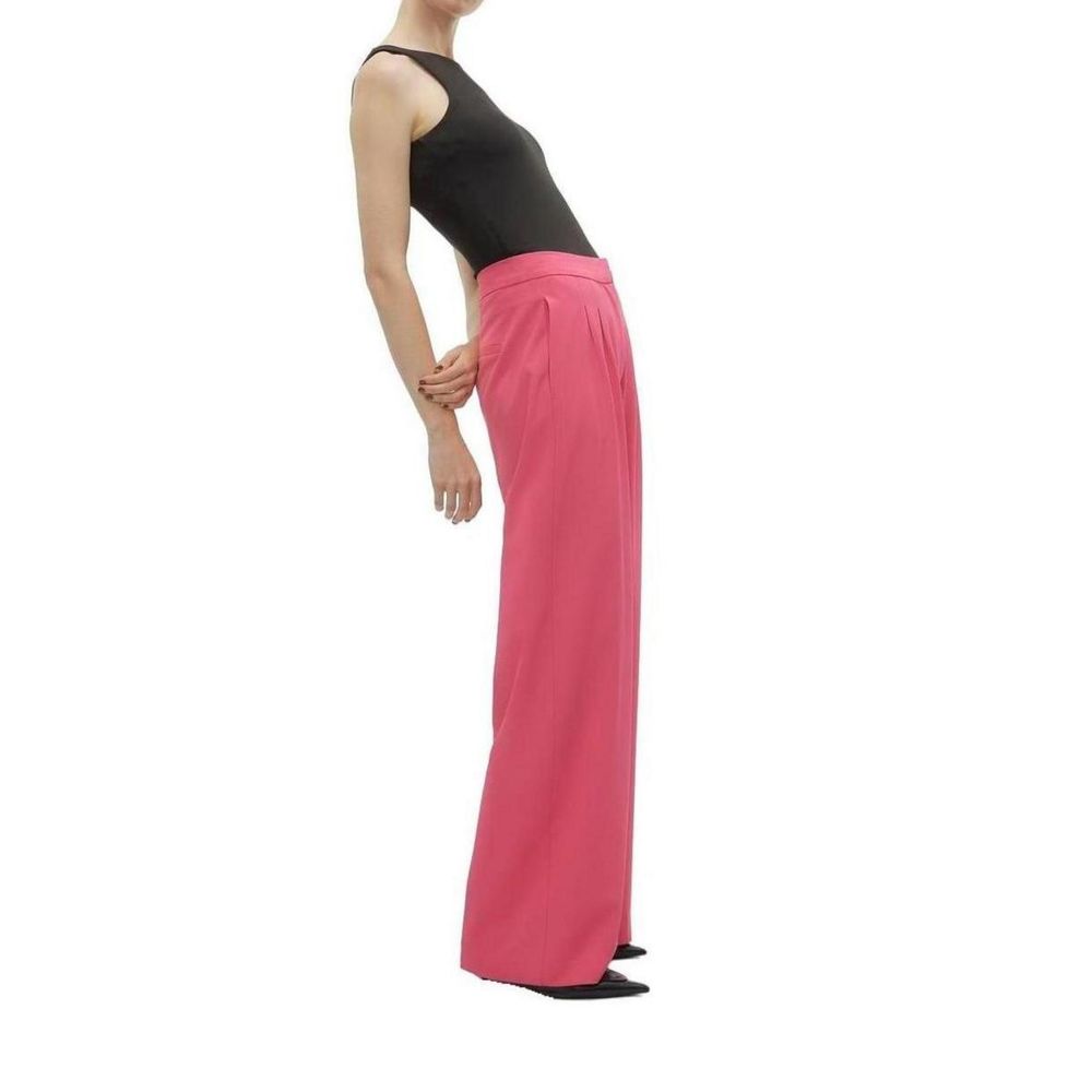 Pink Polyester Casual Pants
