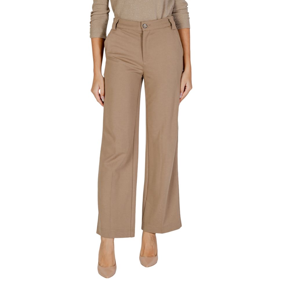 Beige Viscose Dress Pants