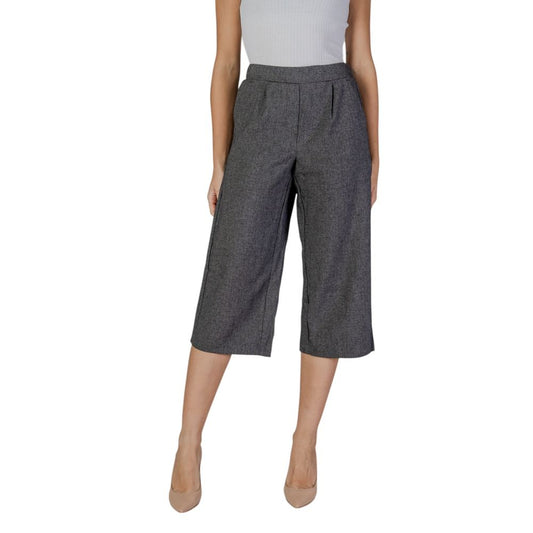 Black And White Polyester Cropped Pants
