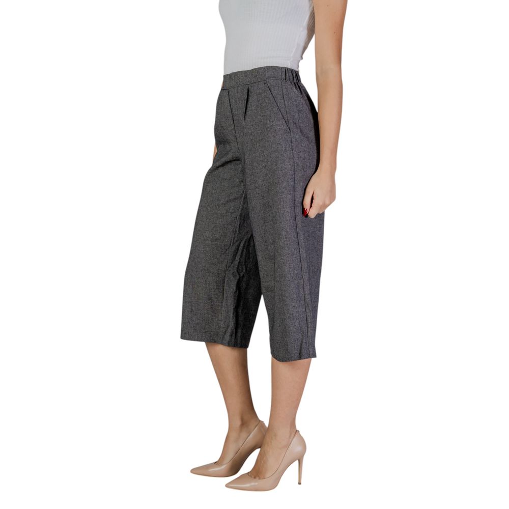 Black And White Polyester Cropped Pants