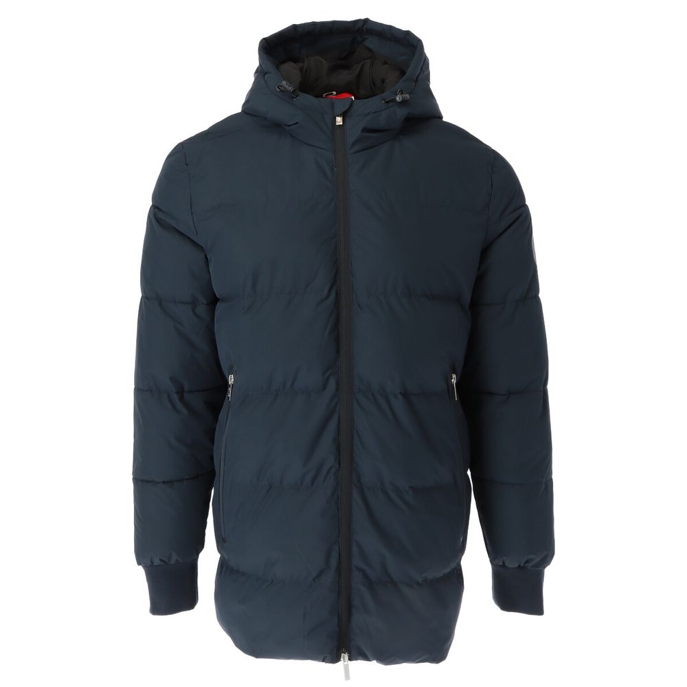 Blue Polyester Full-Length Jacket