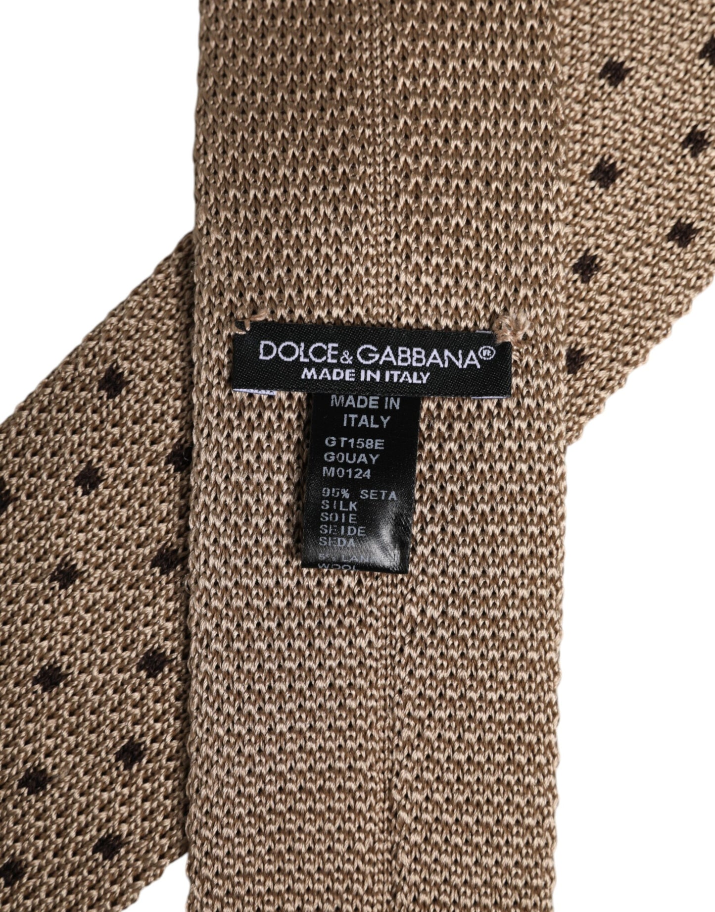 Beige Polka Dot Silk Adjustable Necktie Tie