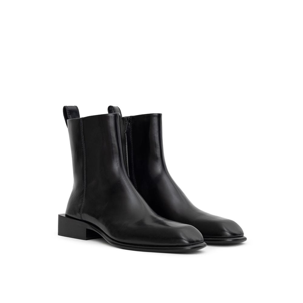 Black Leather Ankle Boots
