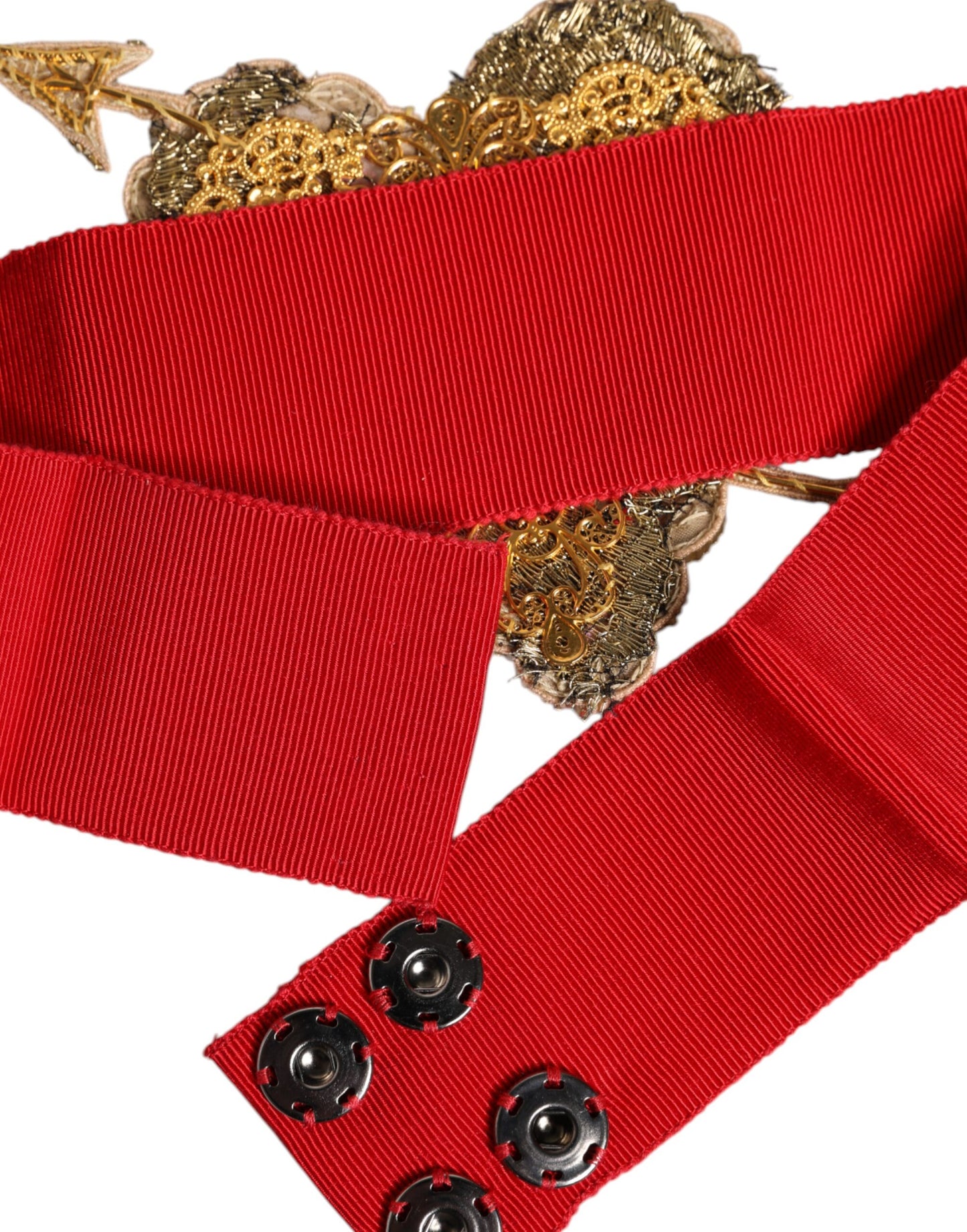 Red Stretch Wide Waist Heart Embellished Belt