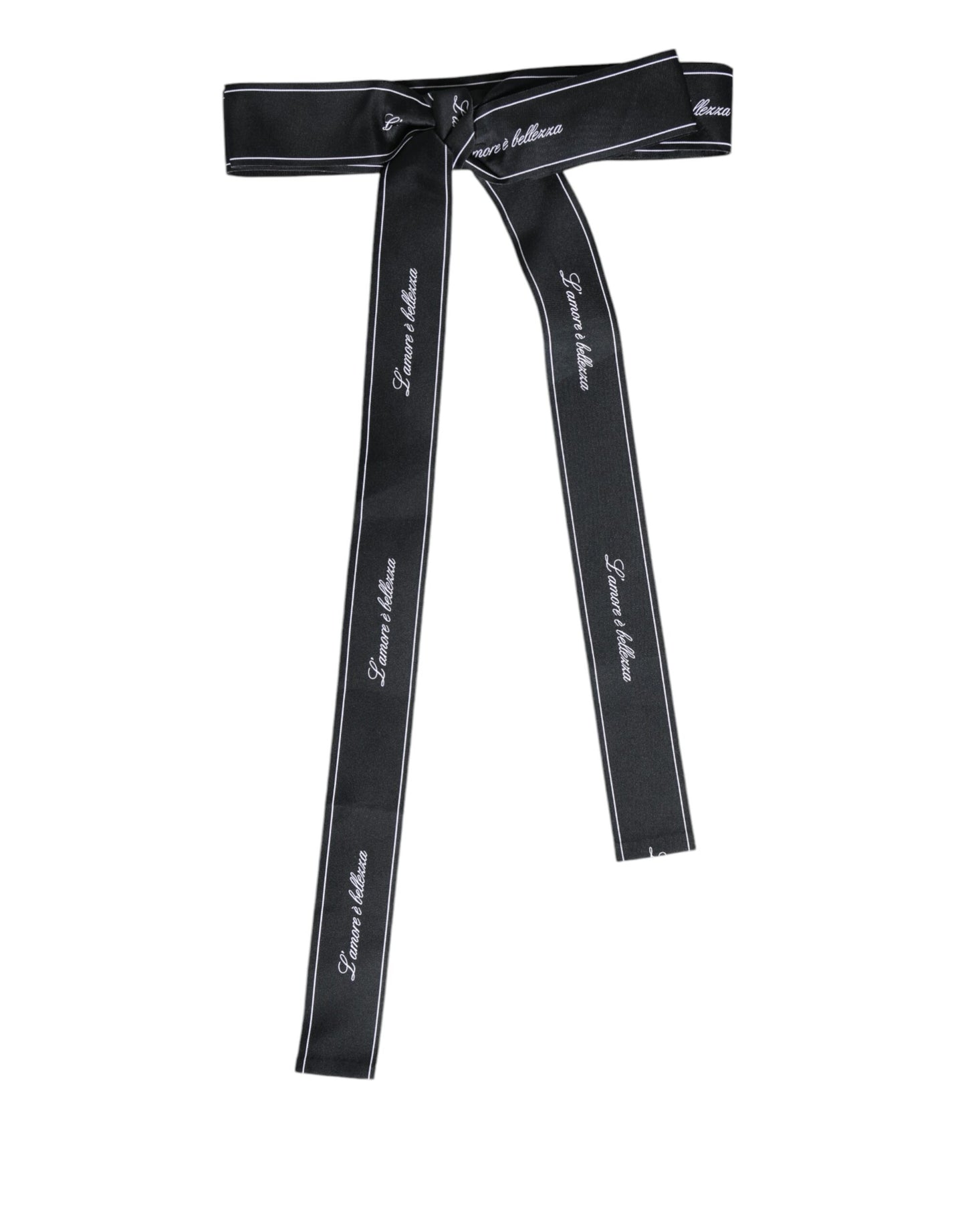 Black Waist Ribbon Wide Bow Logo Belt