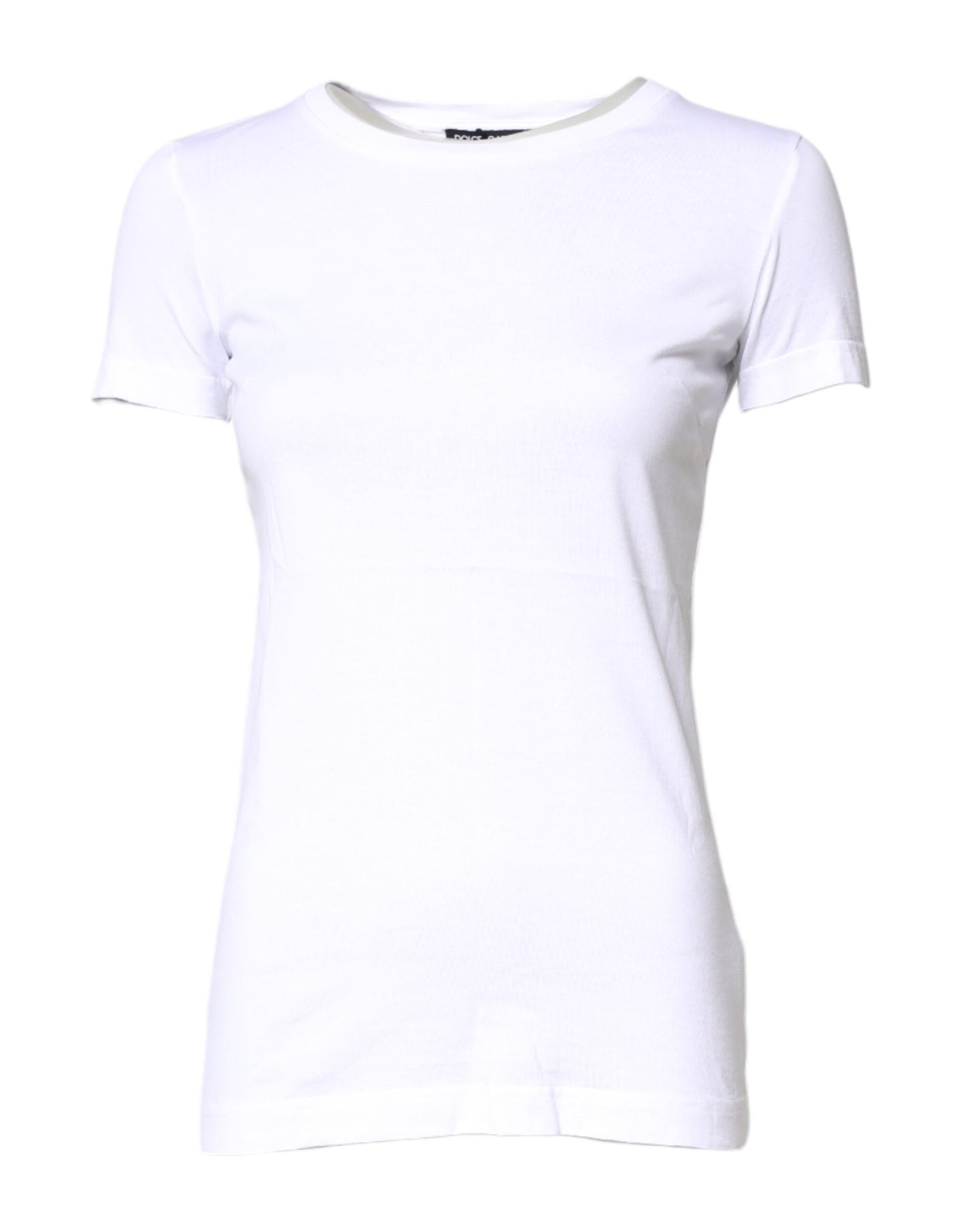 White Cotton Crew Neck Short Sleeves T-shirt
