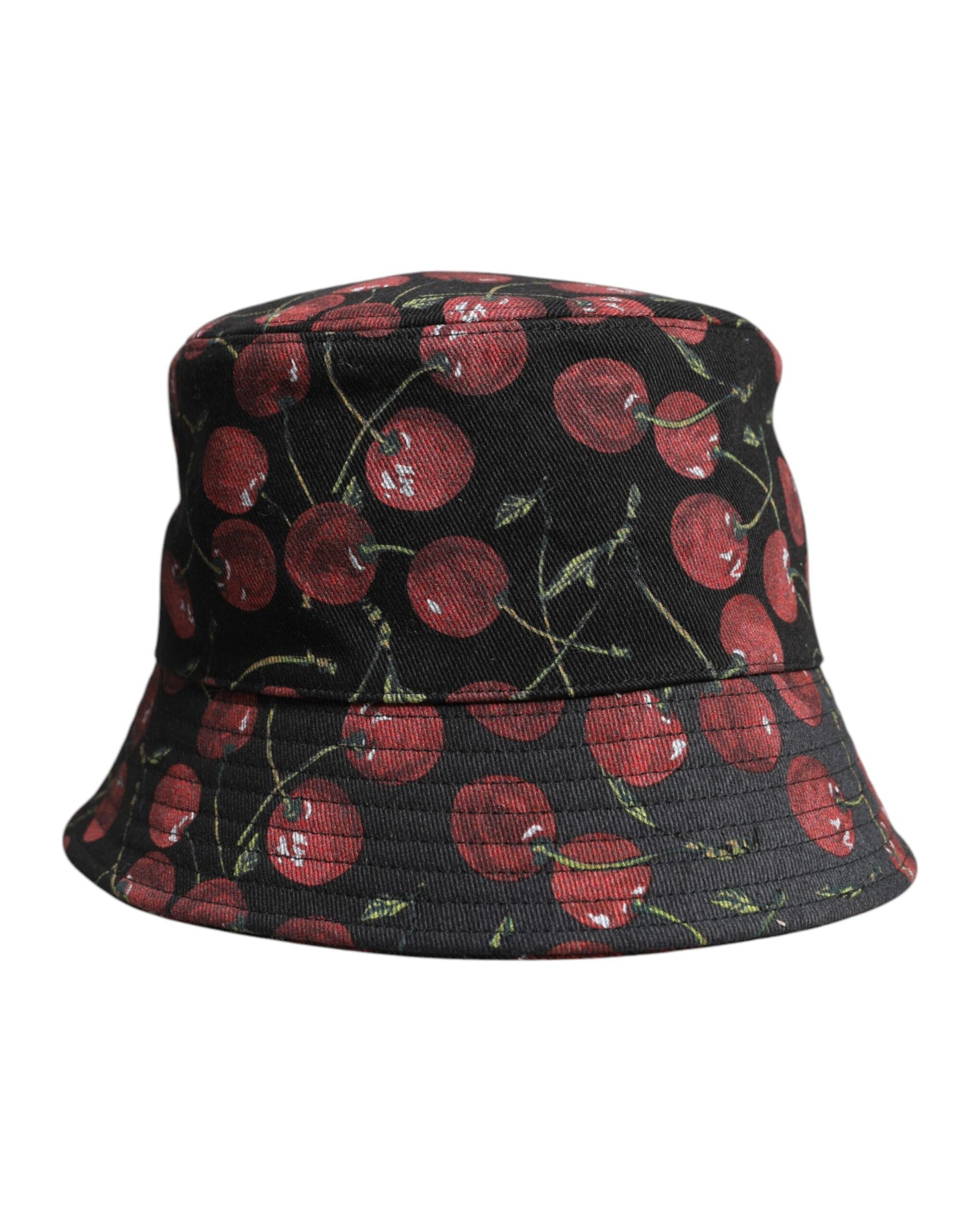 Black Cotton Printed Wide Brim Bucket Hat