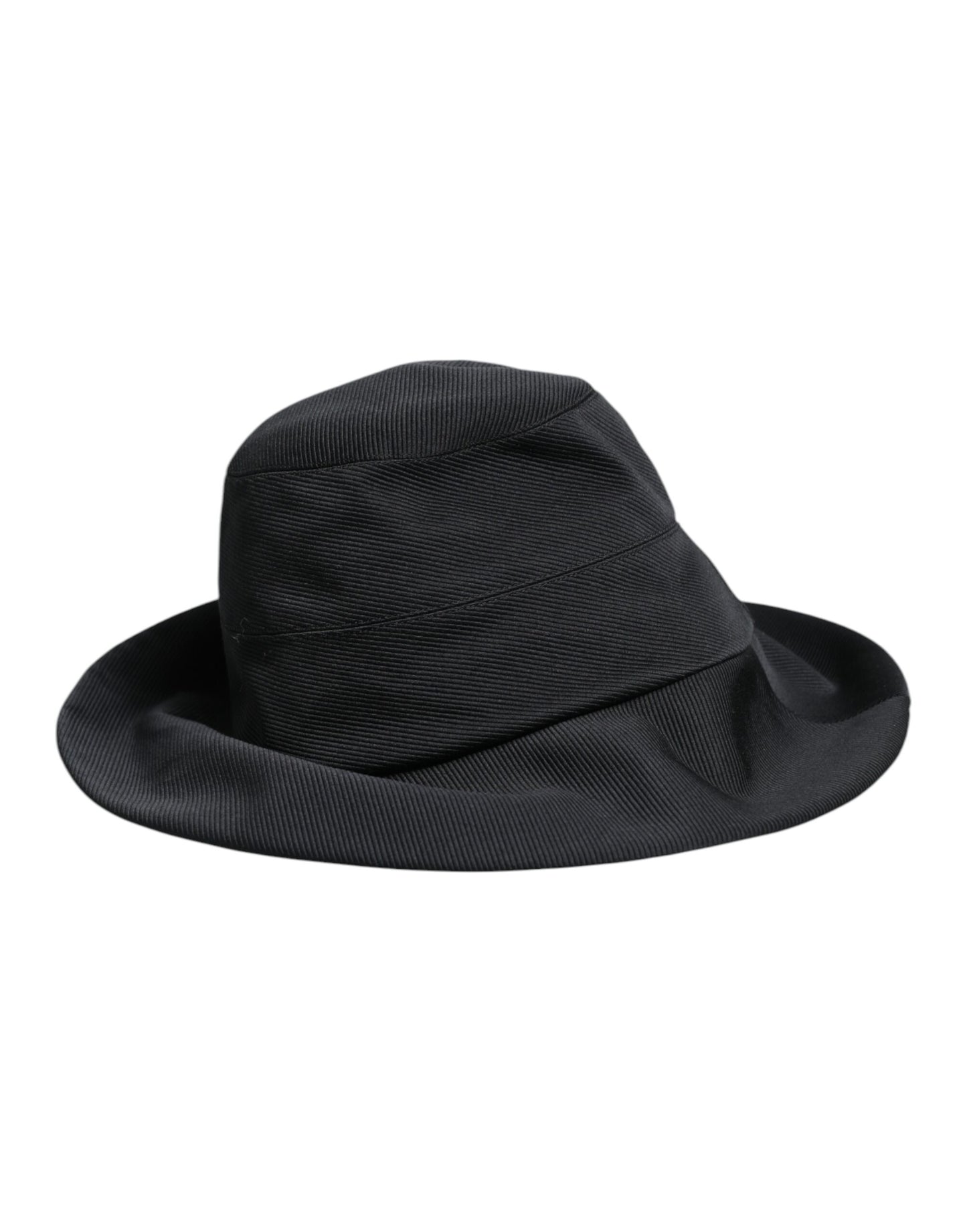 Black Cotton Wide Brim Fedora Hat