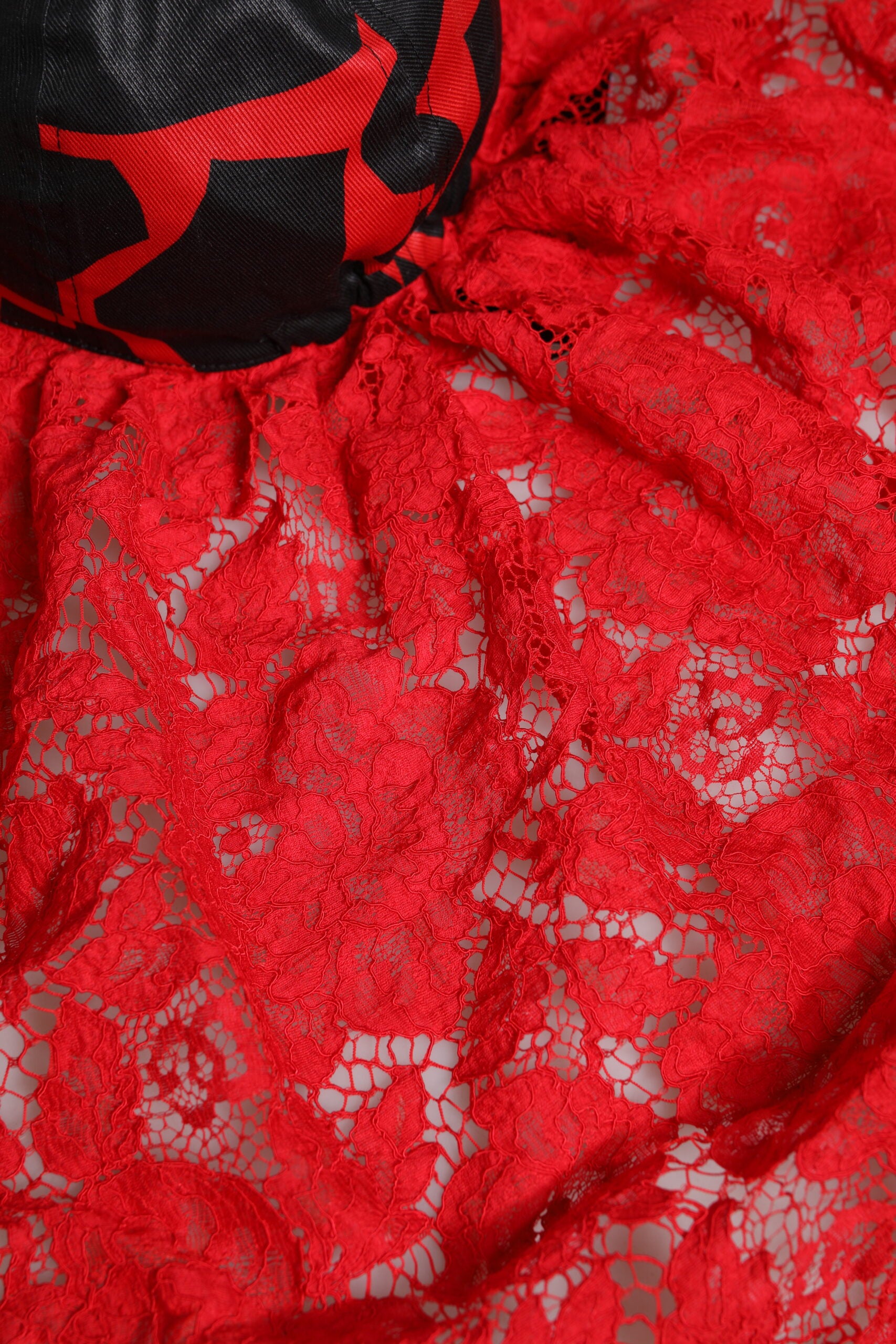 Red Black Lace Tulle Cotton Baseball Cap