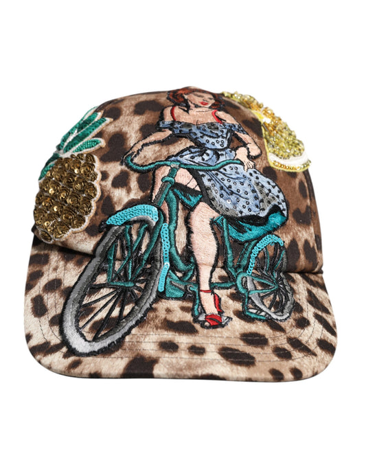 Brown Leopard Sequin Sicily Baseball Cap