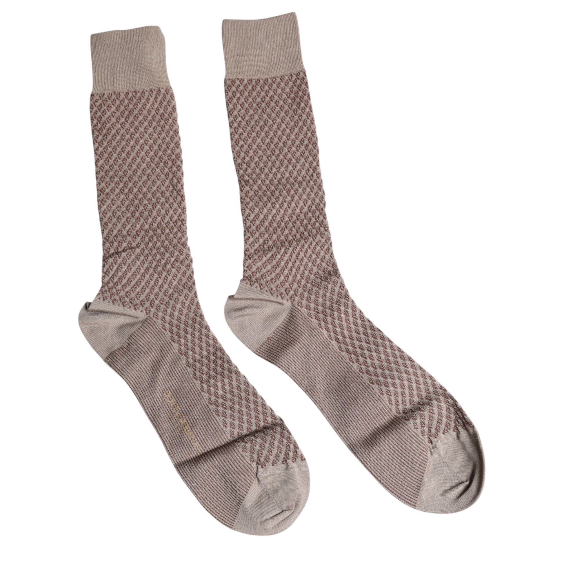 Brown Solid DG Logo Mid Calf Men Socks