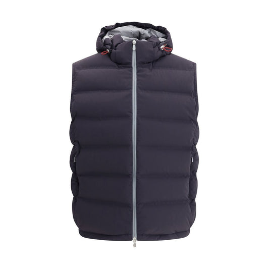 Blue Polyester Sleveless Jacket