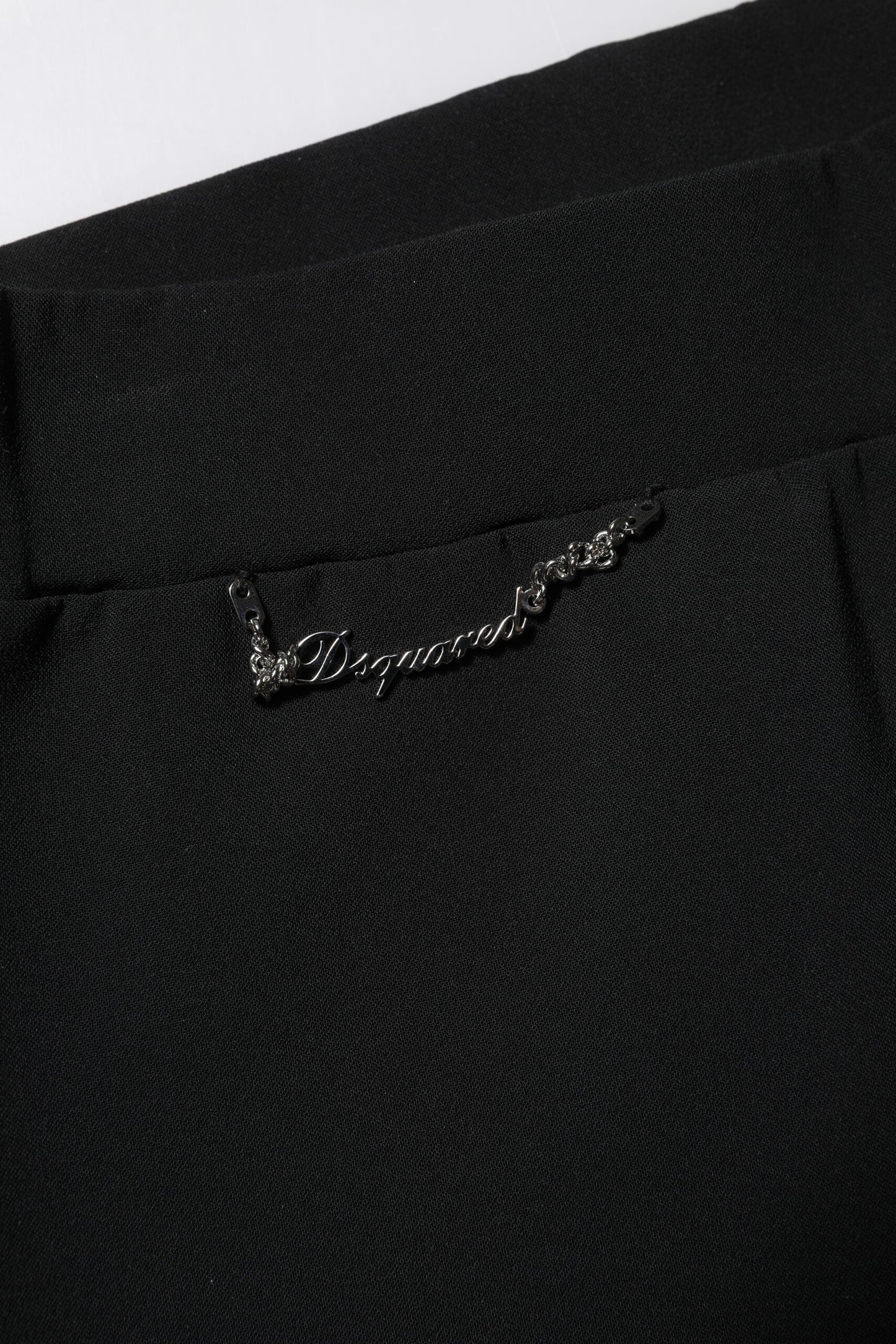 Black Polyester High Waisted Flared Pants