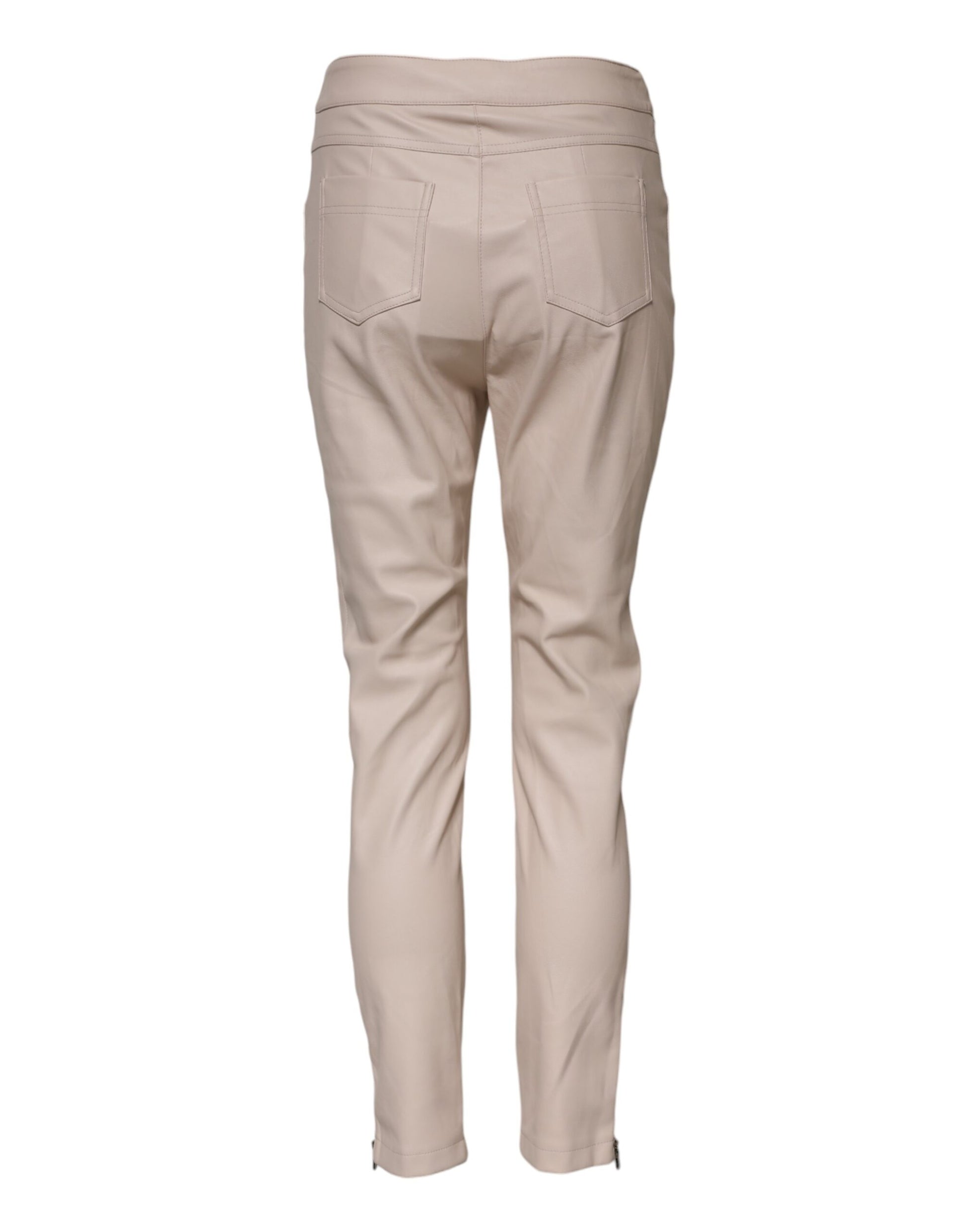 Beige High Waist Tapered Pants