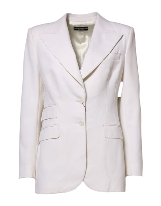 White Wool Single Breasted Women Coat Jacket