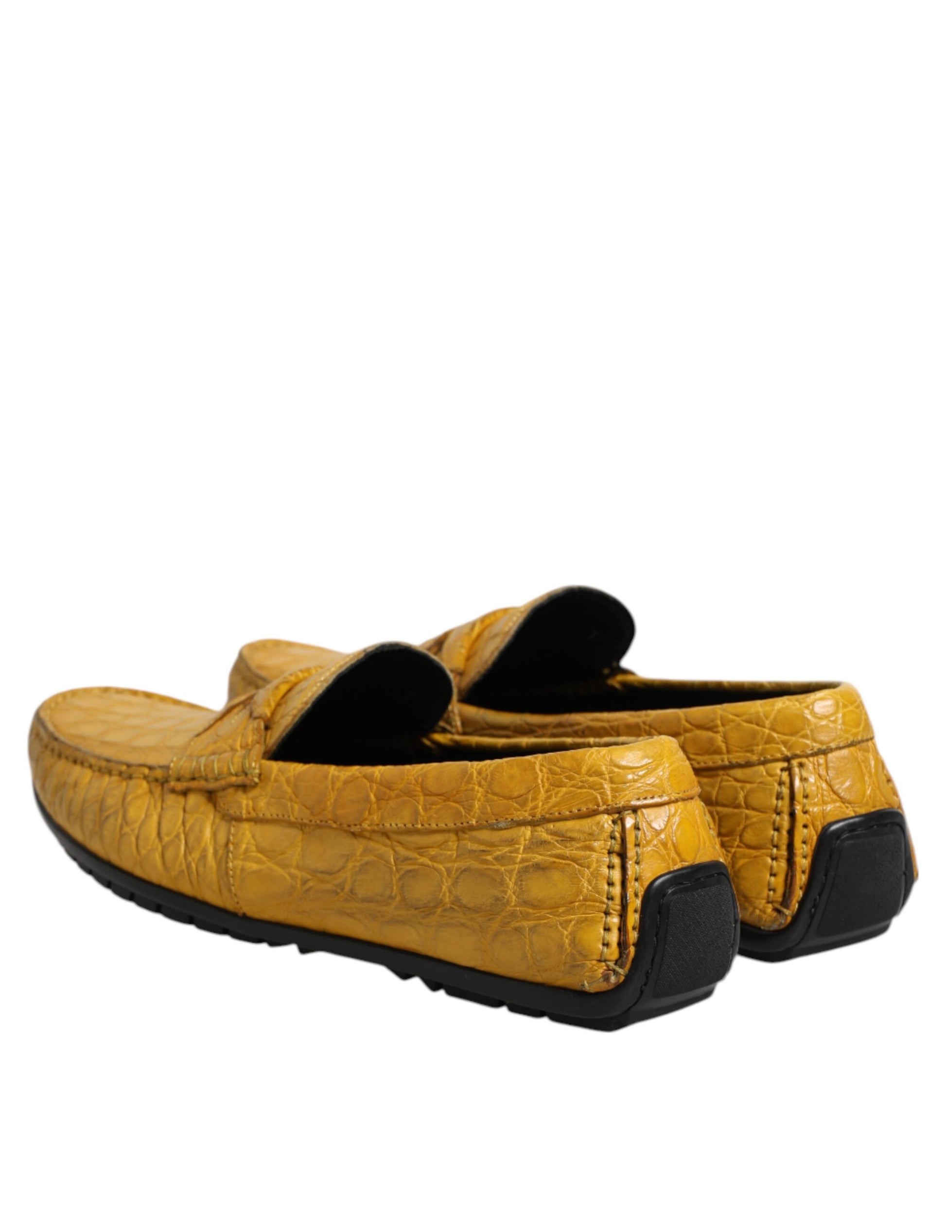 Yellow Exotic Leather Loafers Slip On Shoes