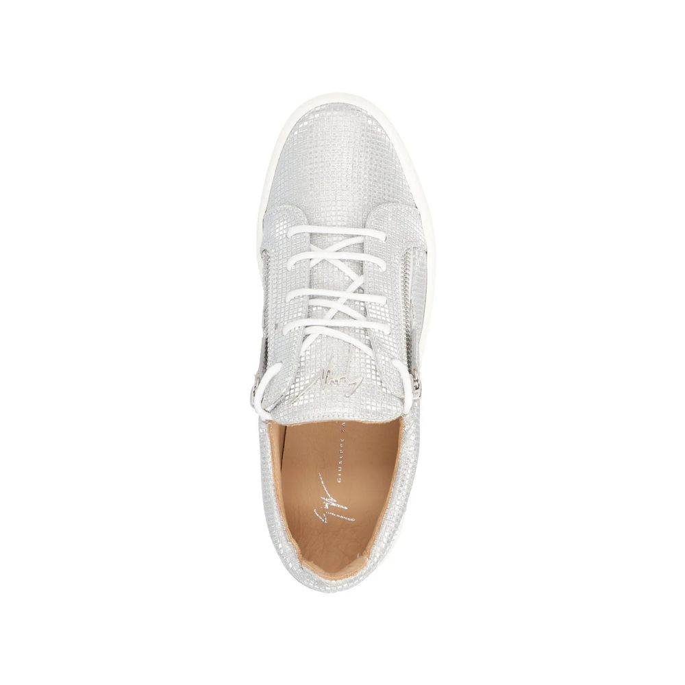 Silver Fabric Low Top Sneakers