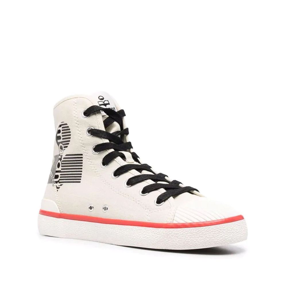 Beige Canvas High Top Sneakers