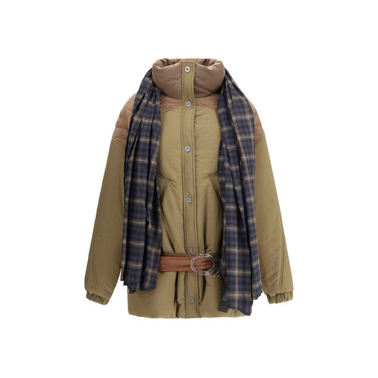 Brown Polyamide Full-Length Jacket