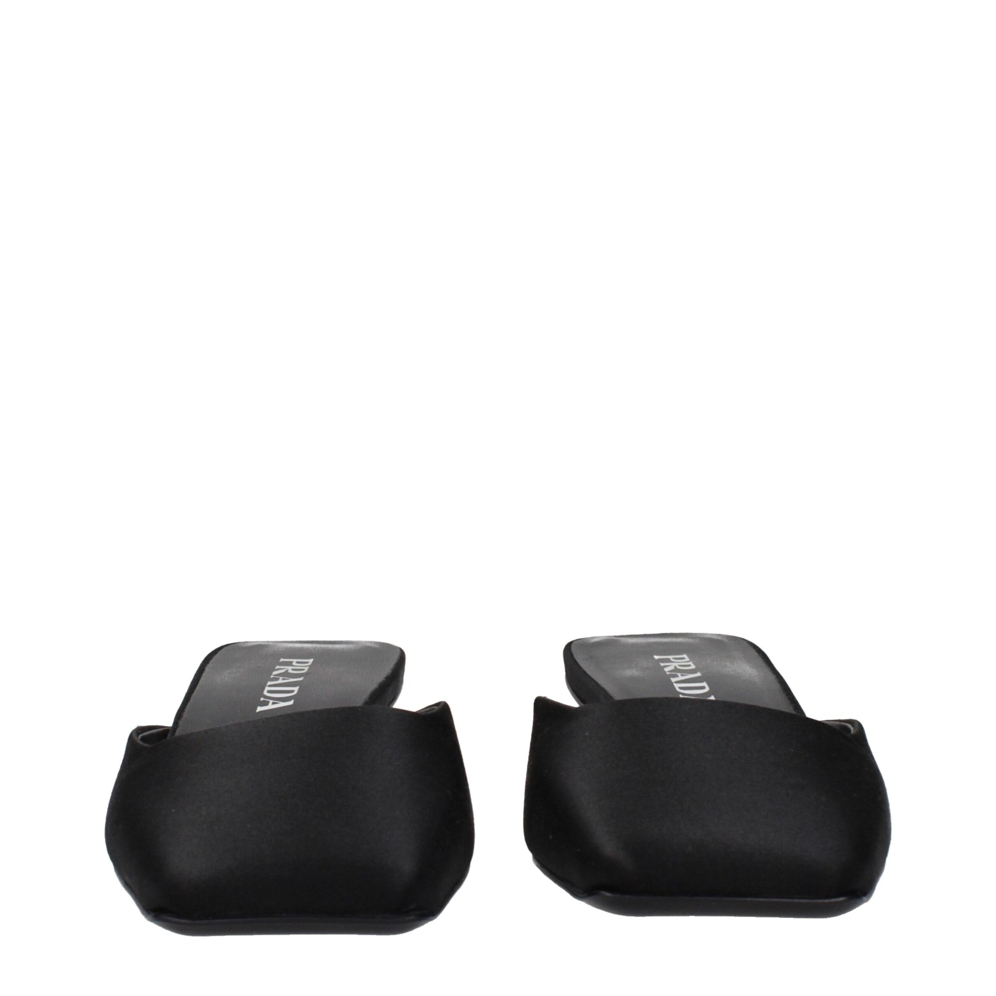 Black Satin Flat Sandals