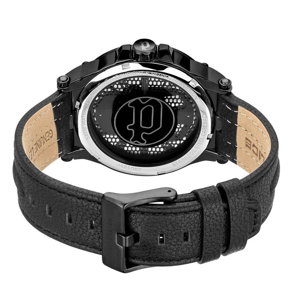 Black Leather Dress Watch