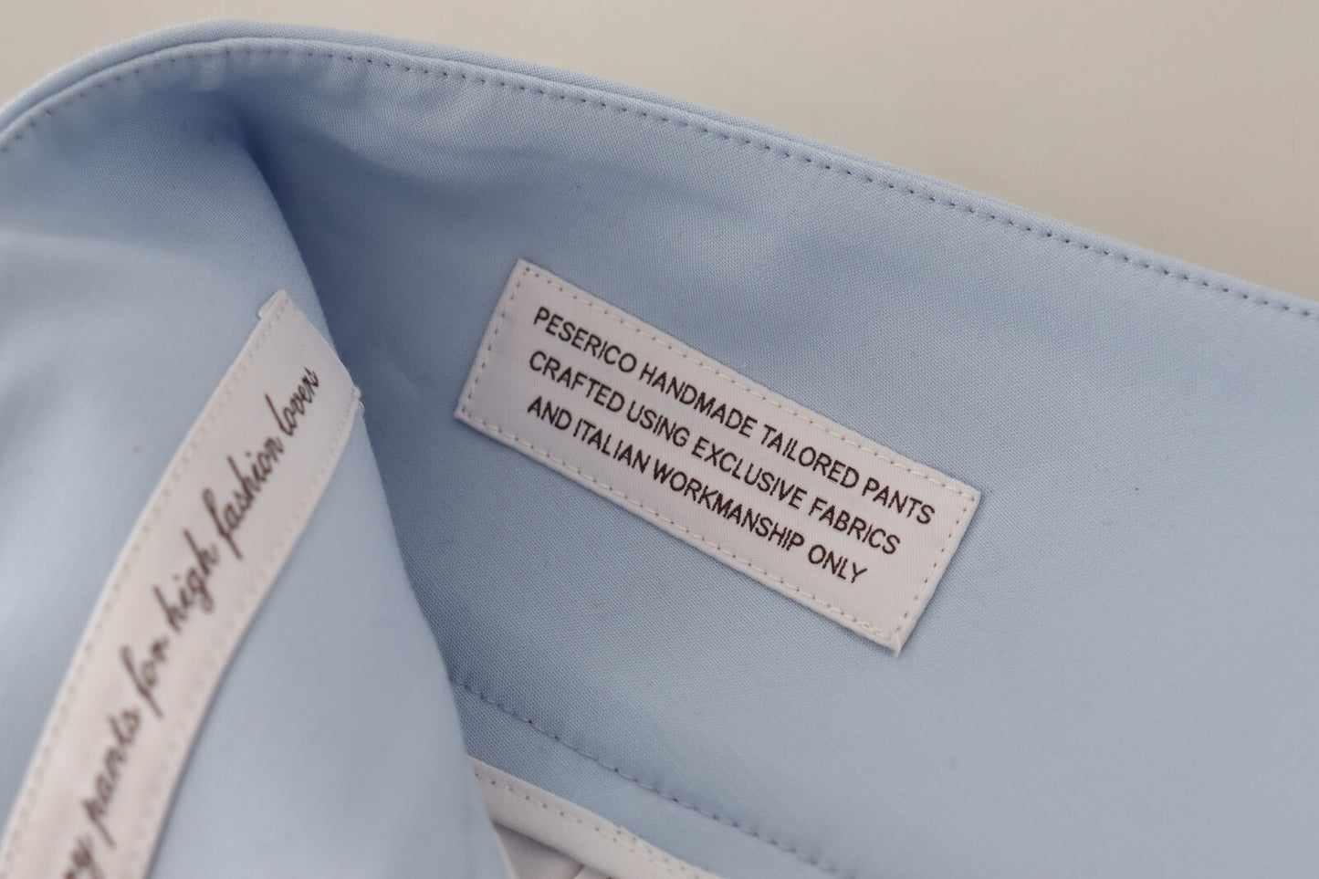 Light Blue High Waist Cotton Tapered Trouser Pants