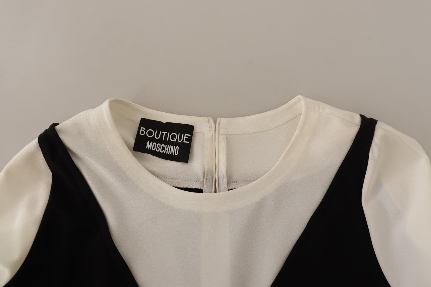Black White Polyester Short Sleeves Top Blouse