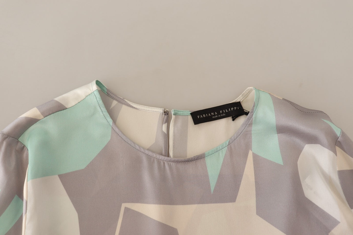 Multicolor Silk Long Sleeves Round Neck Top Blouse