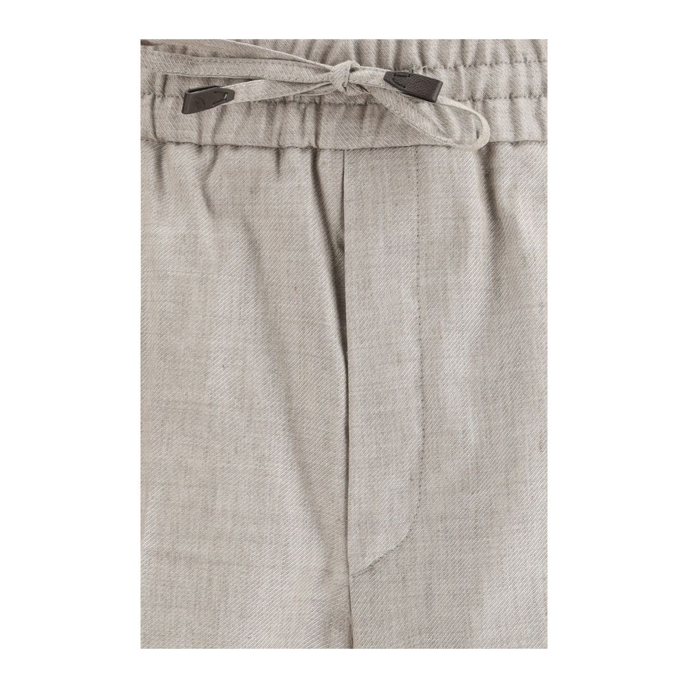 Gray Linen Casual Pants