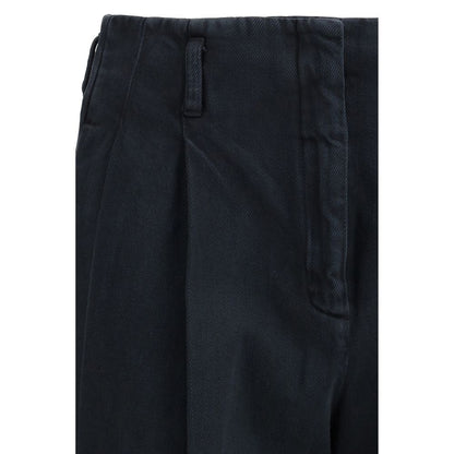 Black Cotton Casual Pants