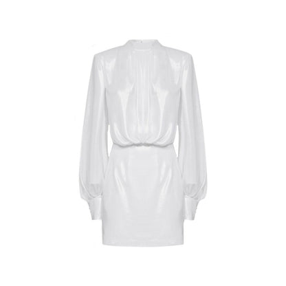 White Polyester Casual Dress