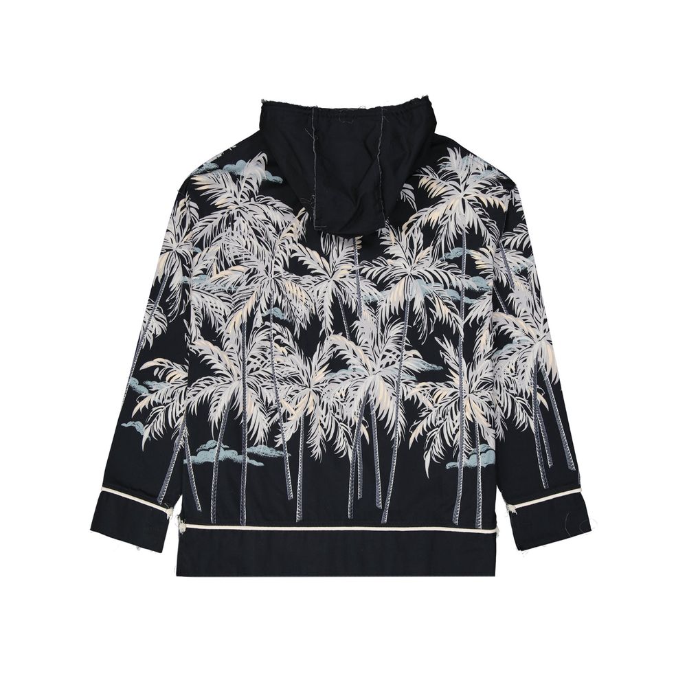 Black Cotton Pattern Shirt