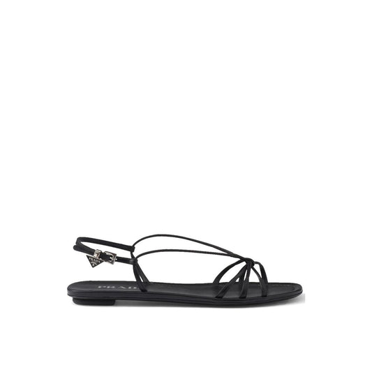 Black Calfskin Strap-On Sandals