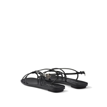 Black Calfskin Strap-On Sandals