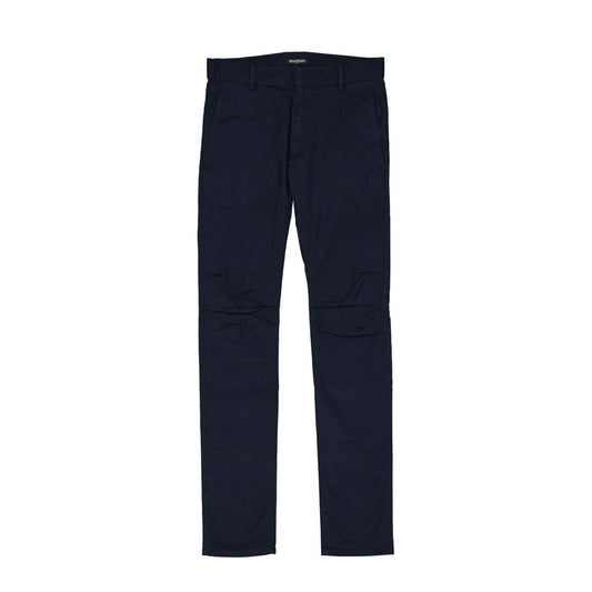 Blue Cotton Casual Pants