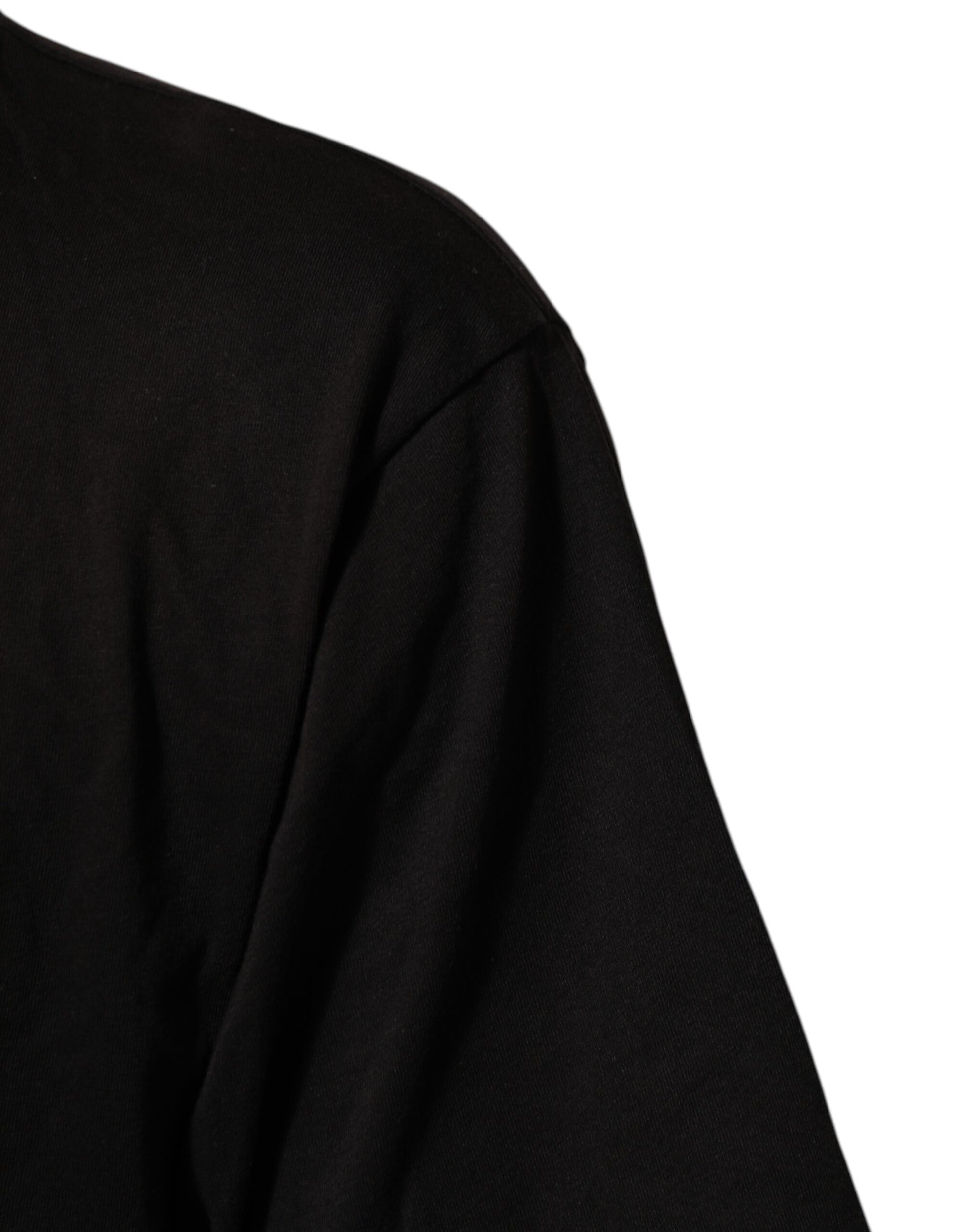 Black Logo Print Cotton Crew Neck T-shirt